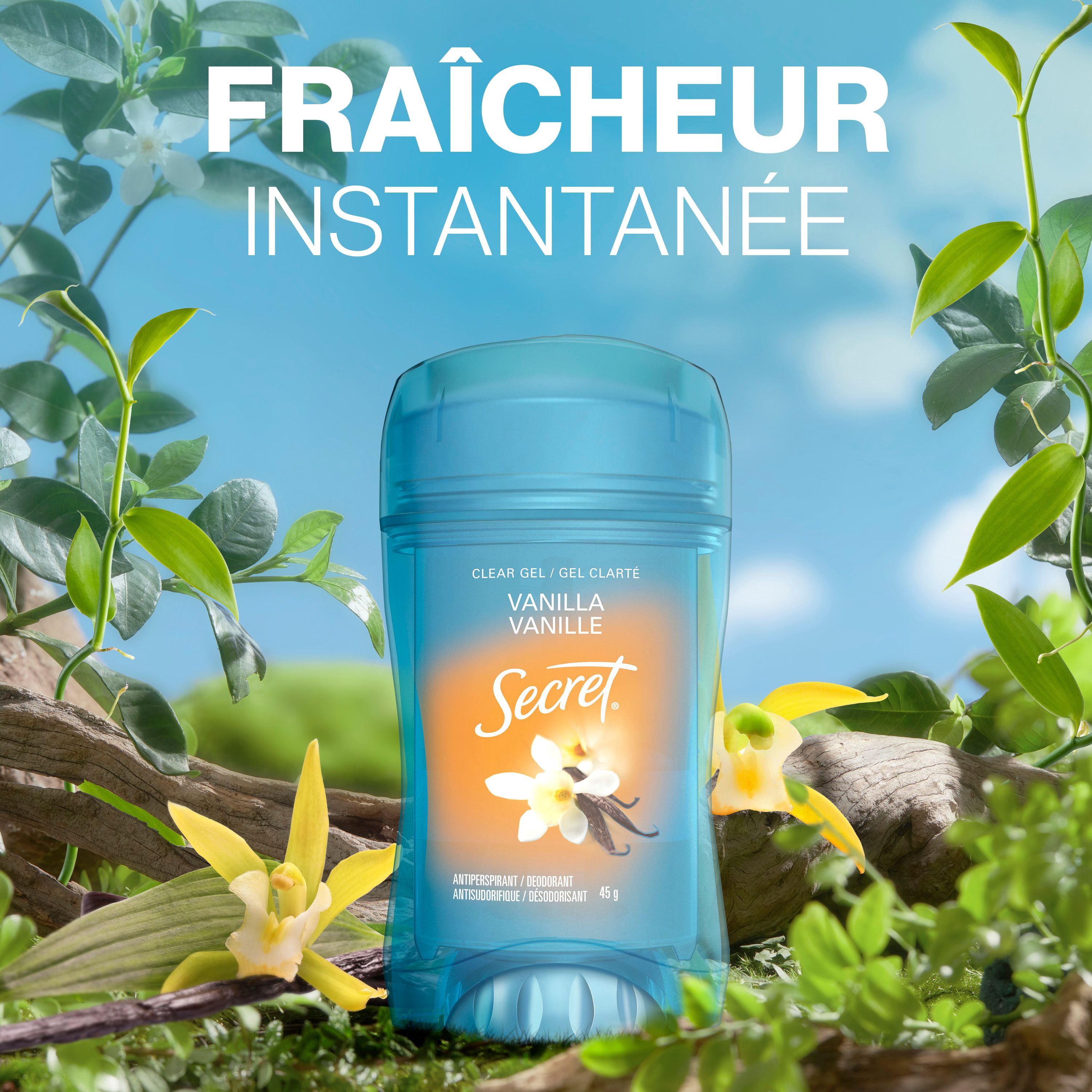 Antisudorifique et désodorisant gel clarté Secret, parfum Vanille