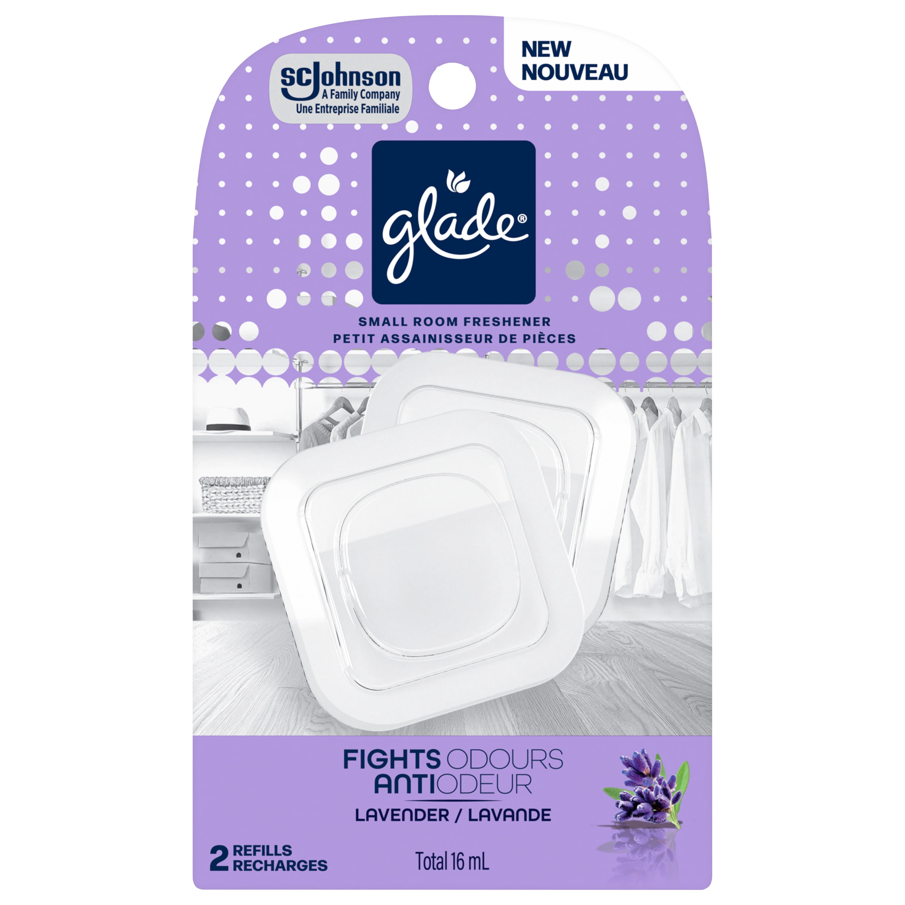 Glade® petit assainisseur de pièces 2 recharges - lavande