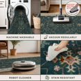 thumbnail image 3 of Dark Green Kitchen Rug 12 ft Long - Modern Vintage Boho Eclectic Floral with Brown Accent, Washable Low Pile Non-Slip Extra Long Wide Runner Rugs for Hallway, 3x12, 3 of 7