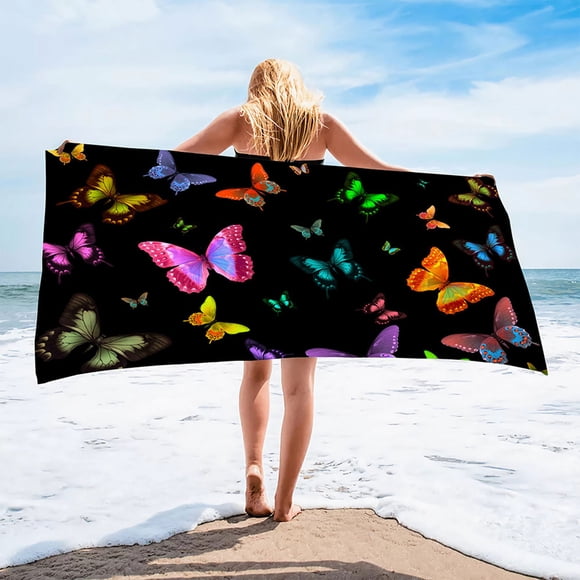 Oversized Beach Towel for Adults | Striped Lightweight Polyester Pool Towel | Quick Dry | Multicolor | Travel, Camping, Swim, Bath | 55x28 in | Sand Free | Soft | Men & Women | 1 Pack