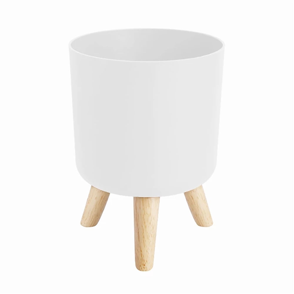 Modern Plant Pots with Wooden Legs Holder Bedroom Living Room Floor Standing Potted Flower Pot Home Garden Planters -2
