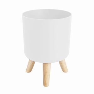 Modern Plant Pots with Wooden Legs Holder Bedroom Living Room Floor Standing Potted Flower Pot Home Garden Planters -2