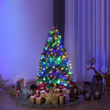 Costway Arbre de Noël Artificiel Pré-Illuminé de 4 Pi, Haut de Gamme, Articulé, avec 100 Lumières DEL et Support