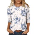 thumbnail image 2 of Jolis Hauts d'Été Mode pour Femmes T-shirt Ample Imprimé Blouse à Manches 3/4 Col Rond Hauts Décontractés Hauts à Manches 3/4 pour Femmes en Liquidation, 2 of 5