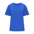 thumbnail image 4 of Plebaso T-Shirts en Coton pour Femmes à Manches Courtes, Col Rond, T-Shirts Basiques, Hauts Décontractés, Couleur Unie, Coupe Ample, 4 of 7