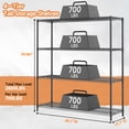 thumbnail image 2 of M MZG 4 Tiers Metal Wire Shelving Unit Storage Rack, 59"W x 17.7"D x 70.86"H, Black, 2 of 6