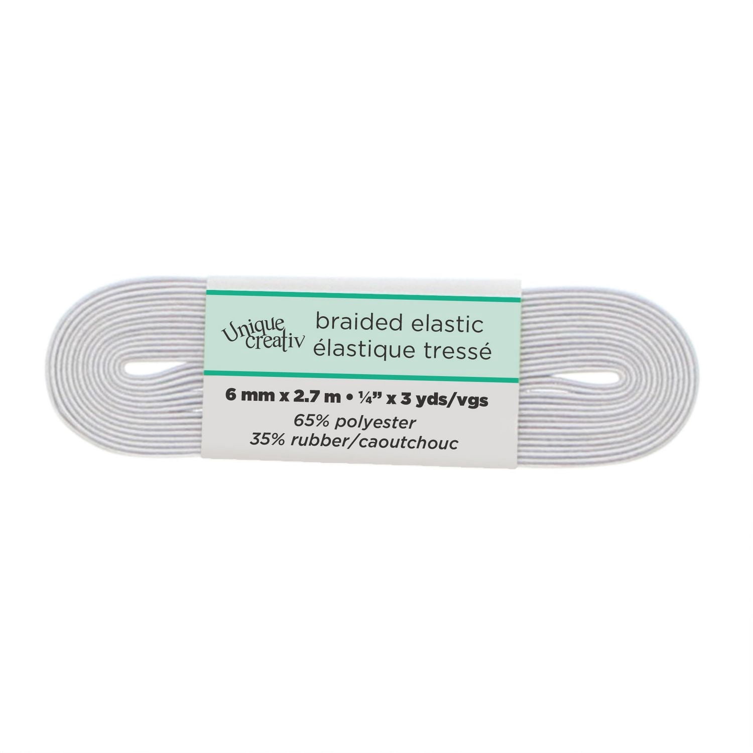 UNIQUE CREATIV blanc Jumbo Braided Elastic, 13 mm (0.51 in), 1 m (1.09 yd)