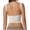 thumbnail image 4 of Timegard Camisoles Courtes pour Femmes Col Ras du Cou Sans Manches Ajustées Chemises Couleur Unie Hauts de Sortie, 4 of 6