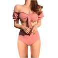 thumbnail image 2 of Maillot de Bain Deux Pièces Taille Haute Sexy Multicolore pour Femmes, 2 of 9
