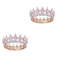 thumbnail image 2 of ZheElen Alloy Durable And Non-deforming Rhinestone For Wedding Or Cosplay Family Wedding Hair Crown Gold  + pink 2Set, 2 of 6