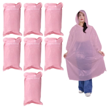 Ponchos de Pluie Jetables pour Adultes/enfants (Lot de 7) Ponchos d'Urgence Plus Épais (Bleu, orange, Jaune, Rose)