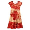 thumbnail image 4 of Robe Fille Enfant Tout-Petit Filles Fête du Canada Feuille d'Érable Drapeau Imprimé Manches Volantées Robe Florale Robe Fille Rouge 8 Ans-9 Ans, 4 of 5