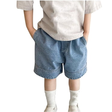 Lenpel Children's Jean Shorts Toddler Baby Girls Boys Baggy Elastic Waist Wide Leg Knee Length Denim Shorts Casual Summer Shorts