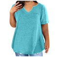thumbnail image 1 of Jsaierl Women's Summer Solid Color Tops Plus Size Short Sleeve Notched V Neck Shirts Work Business Life Blouses, 1 of 6