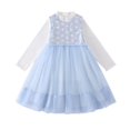 thumbnail image 1 of LOVZFMLL Girls' Summer Short Sleeve Ruffled Lace Round-Neck Embroidery Mesh Princess Bow Skirt, 1 of 6