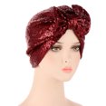 thumbnail image 2 of Turban Musulman pour Femmes avec Nœud, Paillettes, Bonnet, Foulard, Couvre-Chef, 2 of 2
