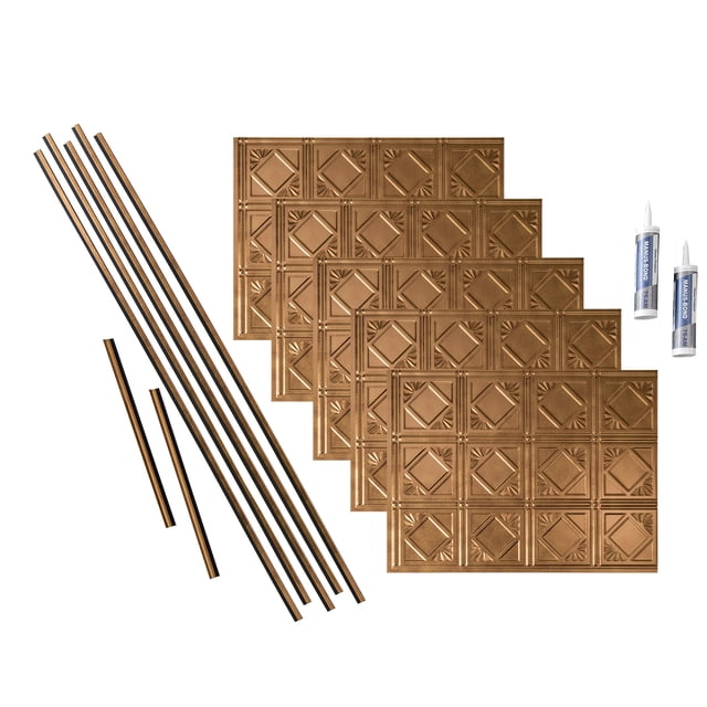 Fasade Traditional Style 4 Decorative Vinyl Backsplash Kit 15 sq ft Antique Bronze