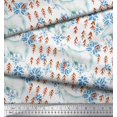 thumbnail image 3 of Soimoi Moss Georgette Fabric Snowflake & Polar Bear Animal Printed Fabric 1 Yard 42 Inch Wide, 3 of 5