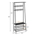 thumbnail image 3 of Coat Rack Shoe Bench, 4-in-1 Hall Trees Entryway Bench with Coat Rack and Shoe Rack, Wood Look Accent Furniture with Steel Frame Storage Shelf and Hanging Bar, Industrial, Rustic Black, 3 of 8