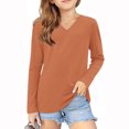 thumbnail image 1 of vdgthytj Toddler Boys Girls Long Sleeve T-Shirts Kids V Neck Solid Color Color Basic Tops Fall Spring Outfit Blouse, 1 of 5