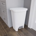 thumbnail image 3 of Glad 13 Gallon Trash Can | Plastic Kitchen Waste Bin with Odor Protection of Lid | Hands Free with Step On Foot Pedal and Garbage Bag Rings, 13 Gallon, Wh, 3 of 6