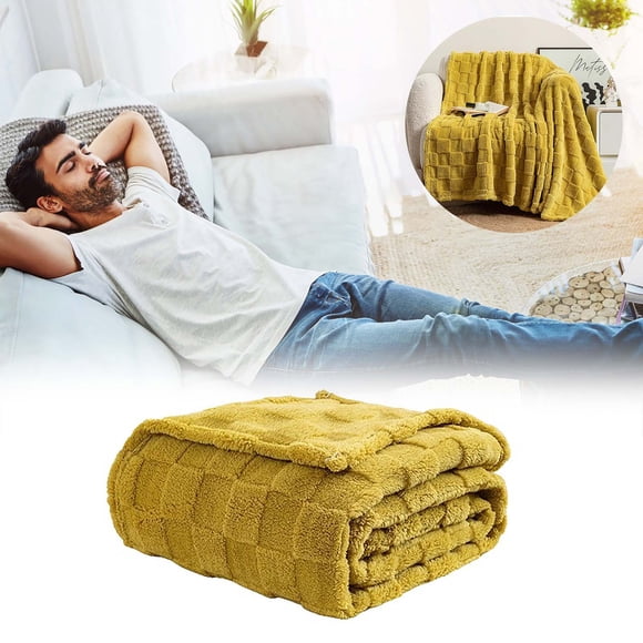 Couvertures Épaisses et Douces, Couvertures de Sieste, Texture Ultra Douce, Design Polyvalent, pour Lits Canapés, Confort Idéal, Décoration Intérieure, Serviettes d'Hôtel Hzhnb / Flocage, Jaune