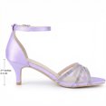 thumbnail image 2 of BLISSFUL STEP Women's Rhinestone Mesh Kitten Heels Sandals Purple (Size 8.5), 2 of 6