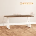 thumbnail image 2 of CoSoTower Farmhouse Kitchen Table for 8, Rectangular Dining Table with Thick Tabletop and Steel Trestle Legs, Brown and White, 2 of 7