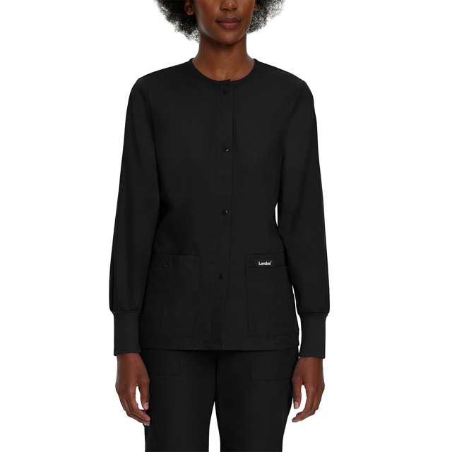 Landau Essentials Veste d'Uniforme à 4 Poches pour Femmes : Coupe Classique et Décontractée, Col Ras du Cou, devant à Boutons-Pression et Poignets en Tricot 7525