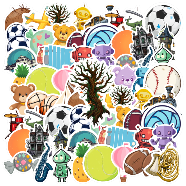 YEZDIX Multicolor Teddy Bear Robot Balloon Stickers for Laptops Notebooks Suitcases
