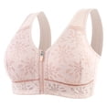 thumbnail image 1 of Womens Sports Bras Solid Color Front Closure Wireless Bra With Air-Flow Mesh Thin Design Plus Size Brassiere Femme Pink 42, 1 of 6