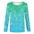 thumbnail image 1 of Girls Tshirts Spring Summer Long Sleeve Gradient Sequin Printed Round Neck Flash Shirt Girls Tops Light Green 6-7Years, 1 of 4