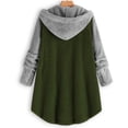 thumbnail image 4 of LSLJS Women's Winter Plush Solid Color Hooded Sweatshirts Button Long Sleeve Split Round Neck Comfortable Pajamas Coat, 4 of 4