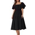 thumbnail image 1 of Économies d'Été Liquidation 2025 Bovxnpu Robe d'Été pour Femmes, Robes Maxi Décontractées Boho Plage, Mode Femmes Robe d'Été Décontractée Col Carré Manches Courtes Robe Unie TTG, 1 of 5