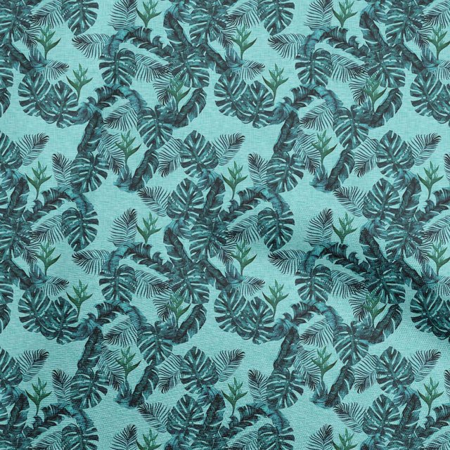 oneOone Cotton Silk Turquoise Blue Fabric Tropical Craft Projects Decor Fabric Printed By The Yard 42 Inch Wide