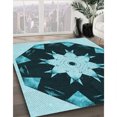 thumbnail image 3 of Ahgly Company Tapis de Zone Carré Lavable en Machine, Transitionnel Vert Sarcelle Profond, 5 Pieds Carré, 3 of 7
