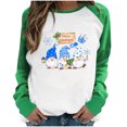 thumbnail image 1 of RKSTN Chandail pour Femmes de Noël à Col Rond, Chandail Imprimé du Père Noël, Manches Longues, Blouse Régulière à Empiècements, 1 of 5