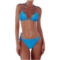 thumbnail image 1 of Kcodviy Women's New Sequin Bikini Scrunch Butt Bikini Triangle Color Bikini Swimsuit Full Coverage Bikini Top Bikini Tops Womens Bikini Top Bikini Bottom, 1 of 4