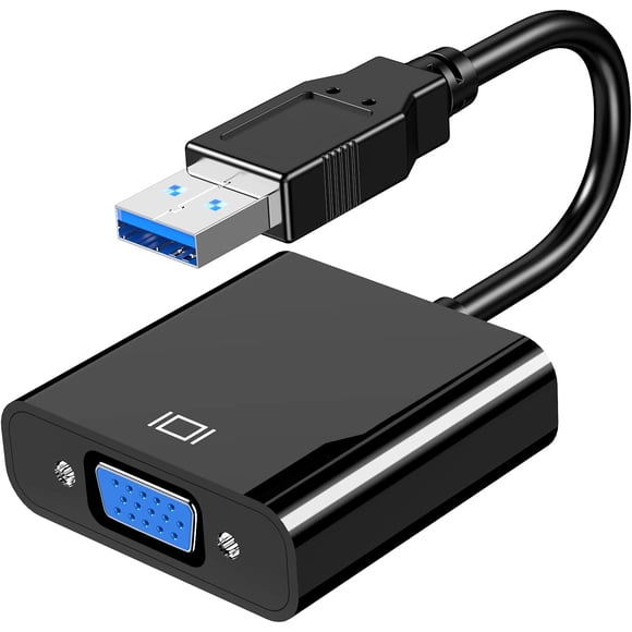 USB to VGA Adapter for Monitor, VGA to USB 3.0/2.0 Converter 1080P Multi-Display Video Cable for Laptop Desktop PC to Monitors, Projector, TV. (Not Support Chromebook)