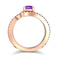 thumbnail image 4 of Bague de Mariée Ronde 2.50 Carats Améthyste & Rubis Rouge pour Elle 18K Or Rose Taille 6.5 par Diamond-Capitals, 4 of 8
