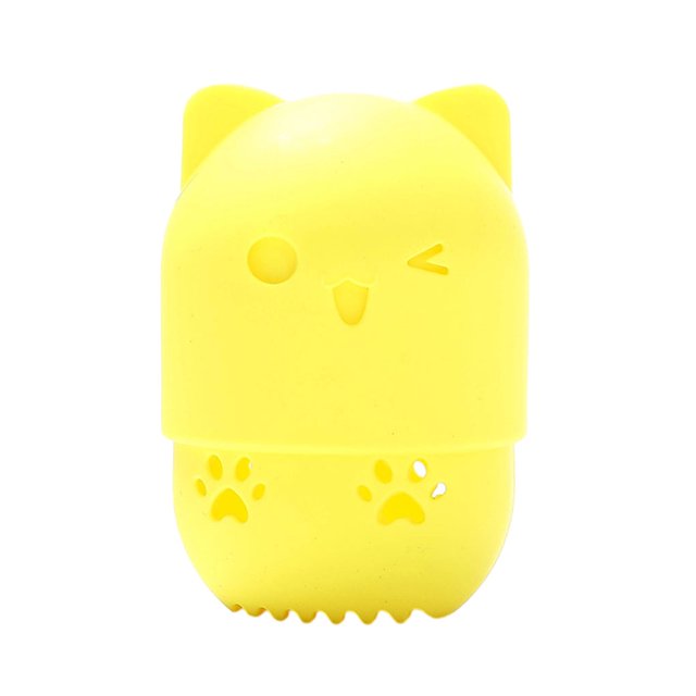 Dalazy Cat Shaped Sponges Neat Silicone Storage Box For Home Simple Fashionable yellow 1Set