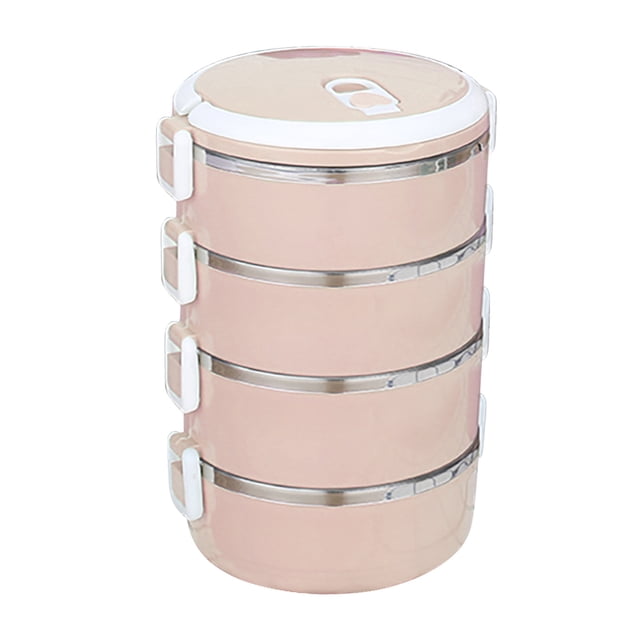 Vaidha 2800ml 4 Layer Round Food Lunch Box Stainless Steel Lunch Box Lunch Box Food Storage Box Children's Lunch Box Hot Food