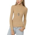 thumbnail image 2 of Innerwin Hauts Tricotés Manches Longues Femme Pull Haut Tunique Tricotée Blouse Camel Clair L, 2 of 3