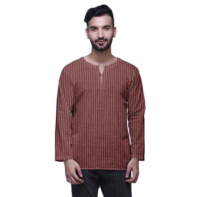 Atasi Indian Traditional Kurta For Men Keyhole Neck Short KurtaShirtFor Boys