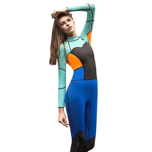 Women's Full Body Wetsuit Cold Water Keeping Warm Neoprene Diving Suit Rash Guard One-Piece Long Sleeve Zip Quick Dry Sunsuit