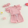 thumbnail image 3 of Baby Girls Shorts Set  Short Sleeve Romper with Shorts and Hairband, 3 of 9