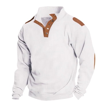 FhsagQ Men's Shirts Men's Shirts Trunks Men'S Pullover Sweatshirts Long Sleeve Shirts Casual Thermal Loose Fit Button up Pullovers Men's Shirts Trunks Men's Shirts Thong Super Fit White XL