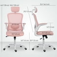 thumbnail image 3 of HOMCOM Ergonomic Office Chair with 4D Lumbar Support, Headrest, Pink, 3 of 10