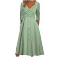 thumbnail image 1 of XZNGL Womens Casual Loose Cross Strap V-Neck Button Hem Dress, 1 of 7