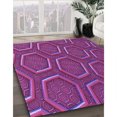 thumbnail image 3 of Ahgly Company Tapis Rond Lavable en Machine Intérieur Transitionnel Moyen Violet Rouge Rose, 3 Pieds Rond, 3 of 7